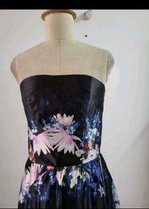 Floral Strapless Midi Dress