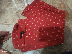Men's Red Printed Casual Shirt