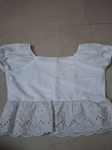 White Eyelet Peplum Top