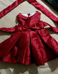 Baby Girl Maroon Frock Used Only For One Ho