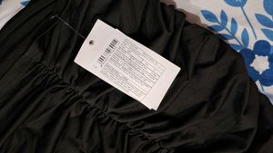 Gathered Detail Strappy Black Bodycon Dress