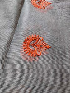 Beautiful Supernet Orange &amp; Grey Saree🧡🩶