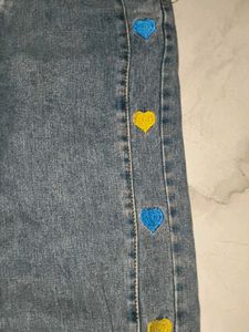 Cute Heart Patch Jeans