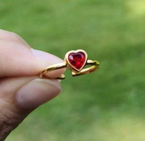 Anti Tarnish Ruby Heart Ring