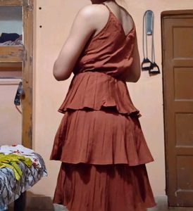 Chic Rusty Orange Tiered Dress