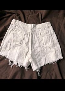 Torn White Denim Shorts