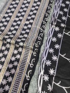 Elegant Black Embroidered Kurta Fabric Set pent du