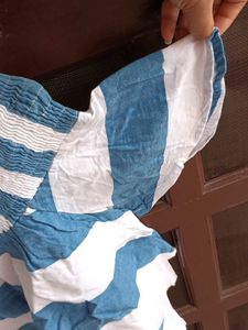 Blue &amp; White Striped Smocked Blouse