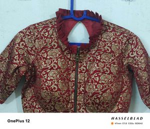 Red &amp; Gold Brocade Blouse