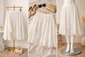 Elegant White Sequined Ethnic Skirt