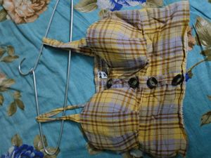 yellow Checkered Cropped top