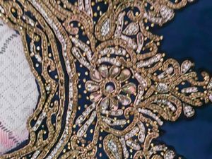 blue lehanga old style heavy stone work in blouse