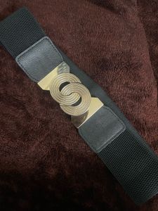 Black Elastic Belt with Gold Clasp