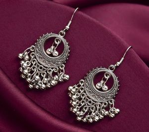 pack of 2 Bohemian Silver Jhumka Earrings