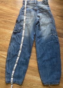 balloon carpenter blue jeans with adjustable belt