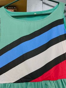 Boho Style Teal Pleated Dress