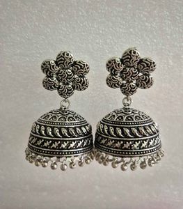 Customized Oxidized Silver Jhumka Earrings-Unused