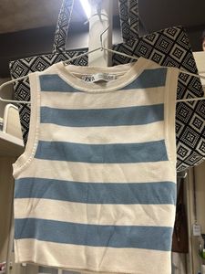 Striped Sleeveless Knit Top
