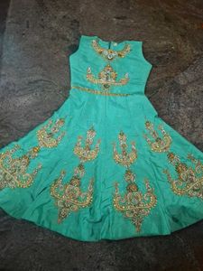 Elegant Teal Embroidered Ethnic Gown
