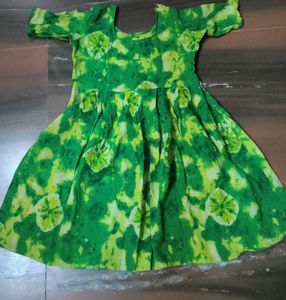 Green Tie-Dye Girl's Dress
