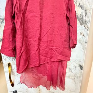 Stylish Red Asymmetrical Tunic Top