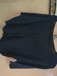 Black Knit Cropped Cardigan