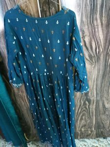 Teal Embroidered Kurta