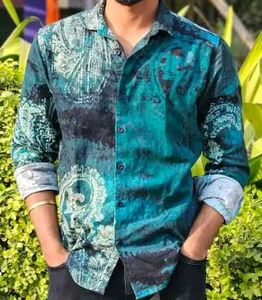 Men's Teal Paisley Print Shirt