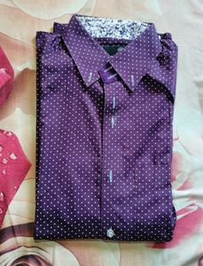 PURPLE SHIRT FOR MENS WITH WHITE DOTTED DESING