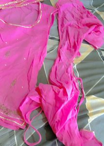 Beautiful Pink Kurti +kanchali + odhna set