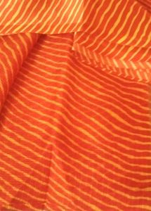 Orange Striped Leheria Georgette Saree