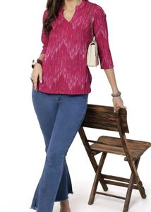 Stylish Pink Kurta with White Print