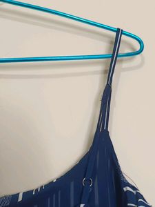 Striped Navy Blue Jumpsuit with 2 pockets