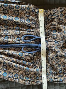 Blue Patterned Strapless Jumpsuit