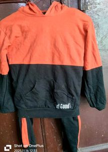 Kids Orange & Black Hoodie Set