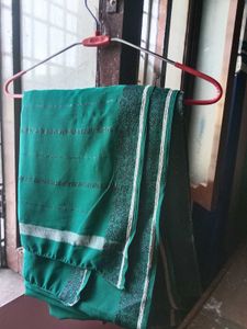 Elegant Green Saree with black zari Border and blo
