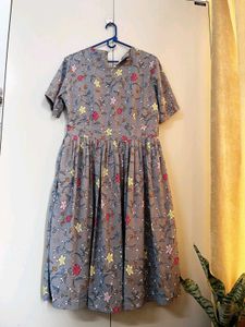 Grey Floral Print Maxi Dress