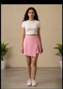 Pink Pleated Mini Skirt
