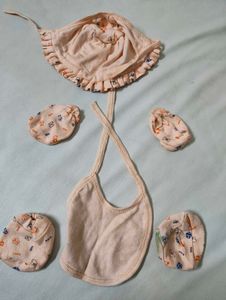 Baby Hat, Bib &amp; Mittens Set