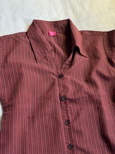 Fitted Striped Button-Up Shirt