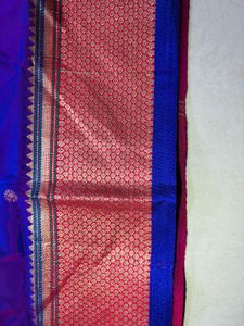 Purple Banarsi silk saree with blouse piece