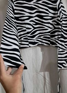Zebra Print Long Sleeve Top