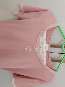 Pink Cherry Print Padded nightsuit for girls