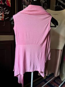 Pink Sleeveless Waterfall Cardigan