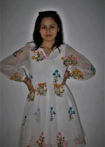 White Embroidered Anarkali Gown