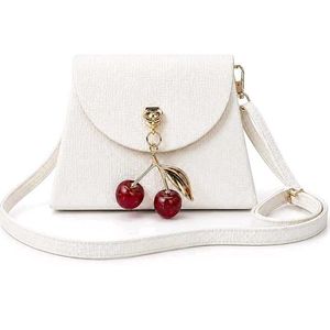 Cute Cherry Charm White Crossbody Bag