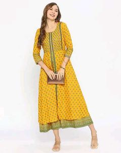 ZRI BRANDED Yellow Printed Kurta