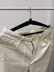 Cream Wide Leg Jeans