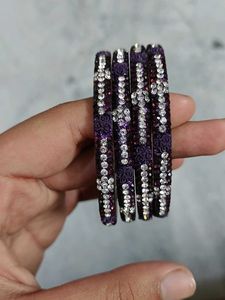 Purple & Silver Crystal Bangles