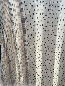 Beige Cotton Kurta with Polka Dots